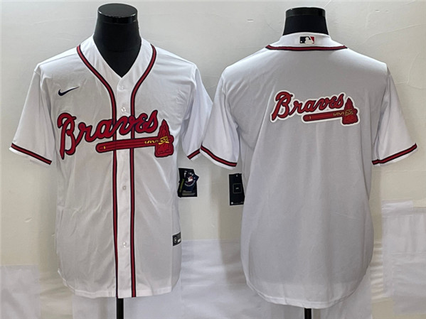 Men's Atlanta Braves White Team Big Logo Cool Base Stitched Baseball Jersey